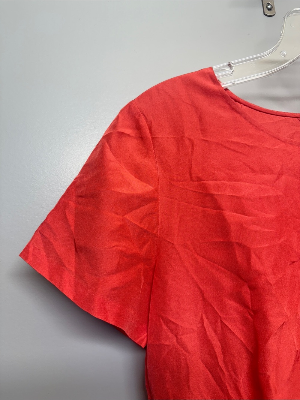 Wilfred Silk Coral Red Short Sleeve Midi Dress - Picture 3 of 7